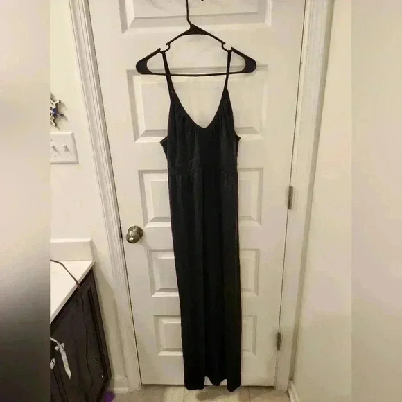 Old Navy Maxi Solid Black Speggeti Strap Dress Size L - Picture 1 of 5